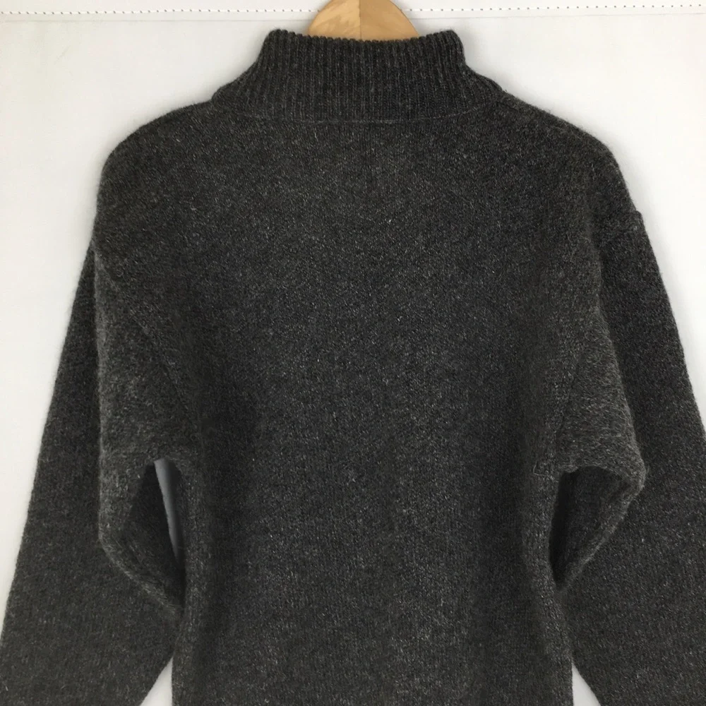Norwool of Norway Wool Quarter Zip Sweater Gray Moose Print Mens Size Small
